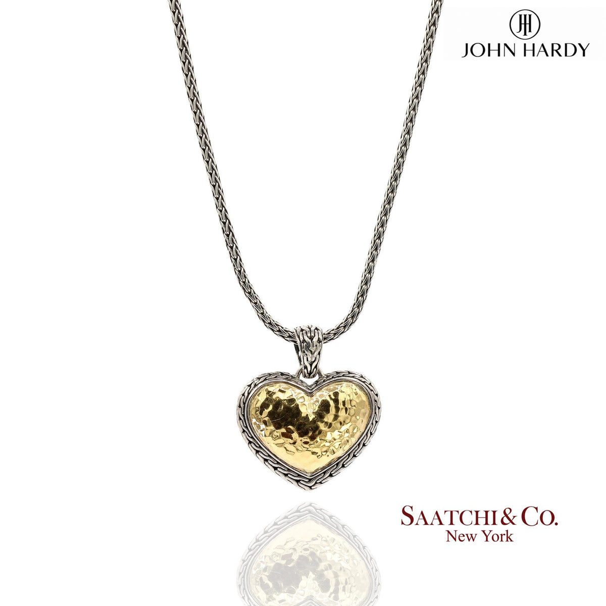 John Hardy 22K Yellow Gold and Sterling Silver Heart Pendant Necklace