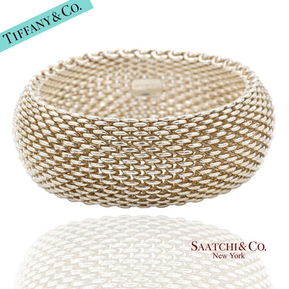 Tiffany & Co. Sterling Silver Somerset Mesh Wide Bangle Bracelet