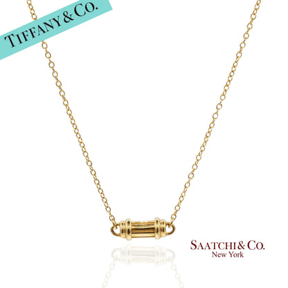 Tiffany & Co Solid 18K Yellow Gold Scroll Pendant Necklace 16"