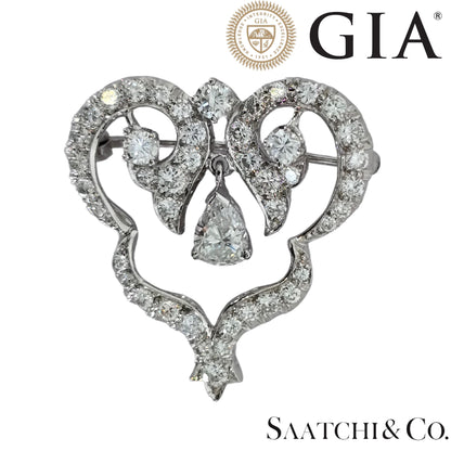 GIA certified 0.98 Ct Natural Diamond: Brooch/ Pin, 18K (750) Gold