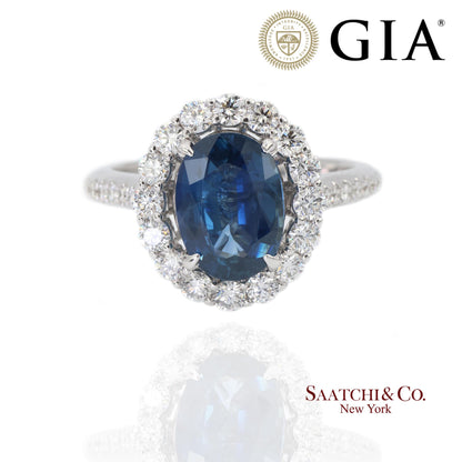 18K White Gold Natural Sapphire and Diamond Ring