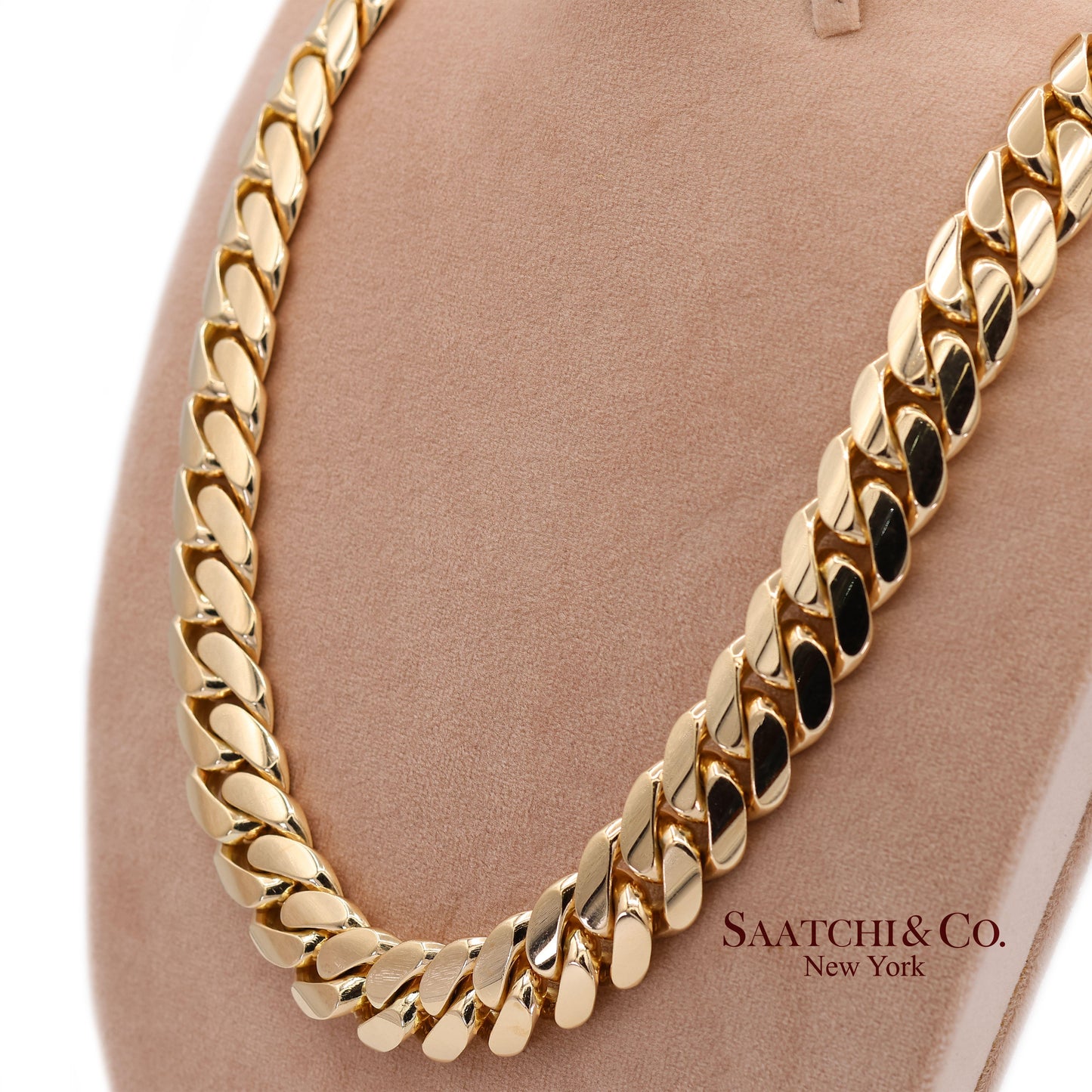14K(585) Solid Yellow Gold Cuban Link Chain Necklace