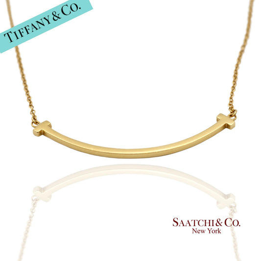 Tiffany & Co. 18K (750) Solid Yellow Gold T Smile Pendant Necklace