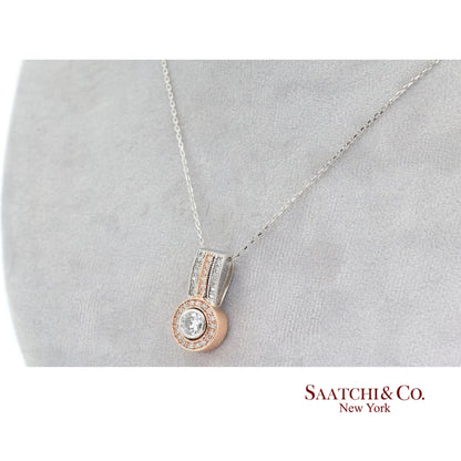 14K (585) White and Rose Gold Natural White Diamond Pendant