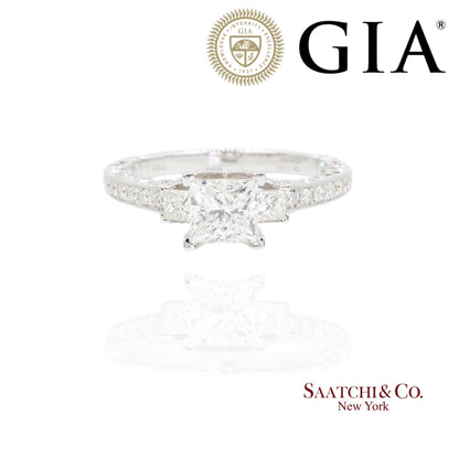 18K White Gold Natural Brilliant Diamond Solitaire GIA Ring