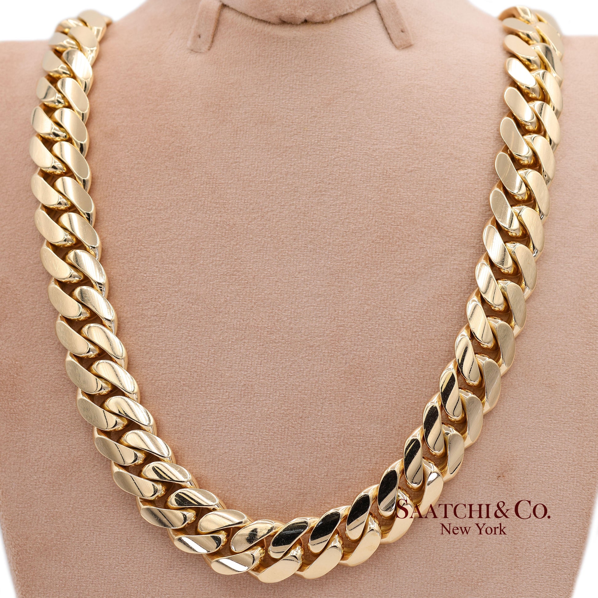 14K(585) Solid Yellow Gold Cuban Link Chain Necklace