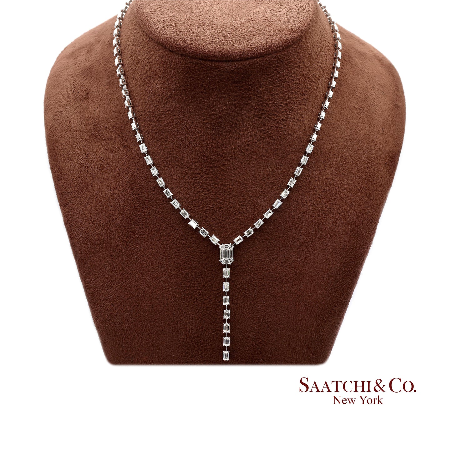 18K(750) White Gold Natural Diamond Pie Cut Necklace