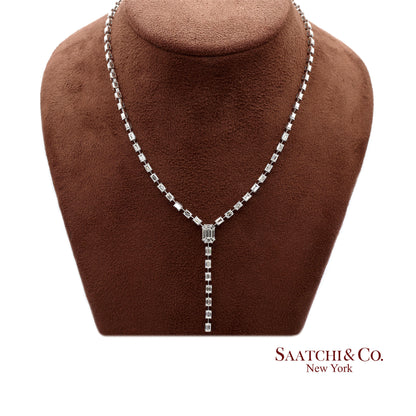 18K(750) White Gold Natural Diamond Pie Cut Necklace