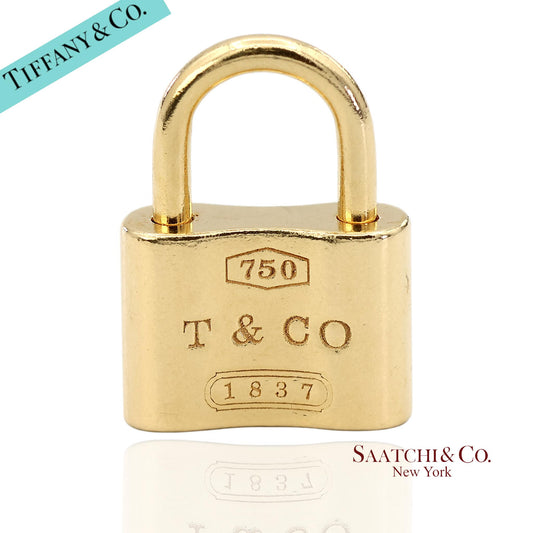 Tiffany & Co. 18K Yellow Gold Padlock Charm Pendant Necklace (Non Openable)
