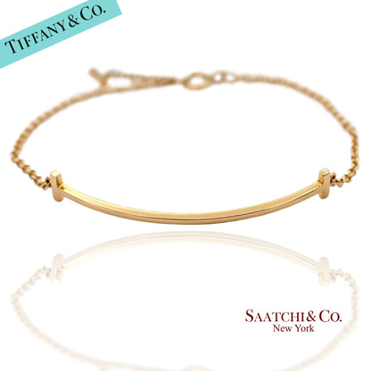 Tiffany & Co. Vintage 18K(750) Solid Yellow Gold T Smile Bracelet