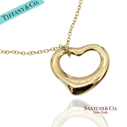 Tiffany & Co. Elsa Peretti 18K 750 Yellow Gold Open Heart Pendant Necklace