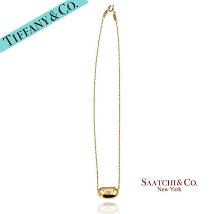Tiffany&Co. Elsa Peretti 18K 750 Solid Yellow Gold Bean Design Pendant Necklace