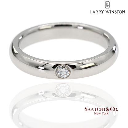 Platinum 950 Harry Winston Natural Single Diamond Band Ring