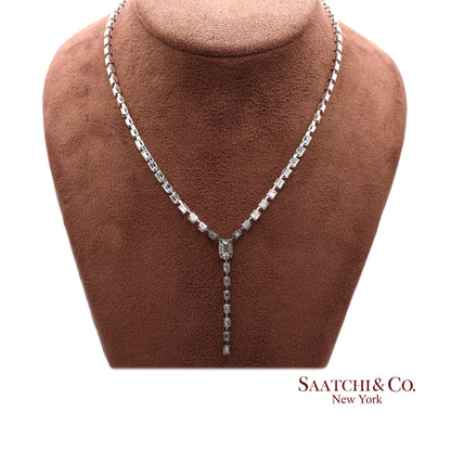18K(750) White Gold Natural Diamond Pie Cut Necklace