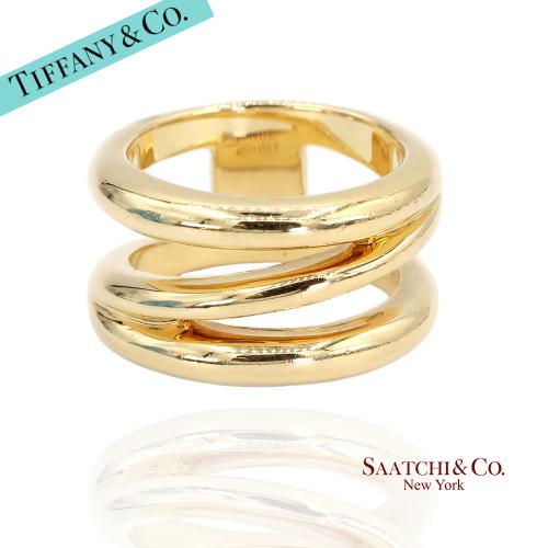 TIFFANY & Co. 18K Gold Diagonal Ring 5.5 Yellow Gold