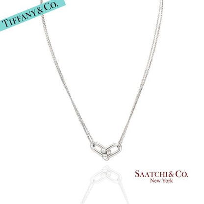 Tiffany & Co. Hardware Large Double Link Pendant Necklace Sterling Silver
