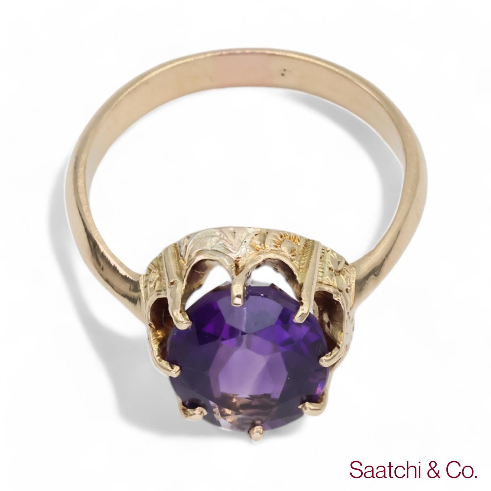 Vintage Amethyst Ring 14K (585) Yellow Gold Vintage Amethyst Ring
