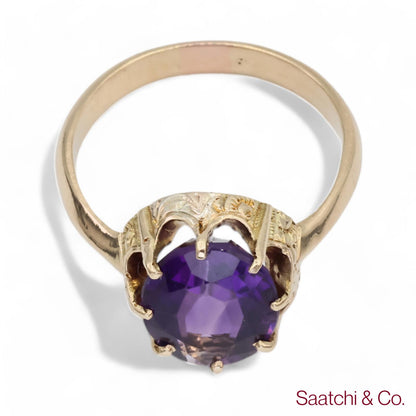 Vintage Amethyst Ring 14K (585) Yellow Gold Vintage Amethyst Ring