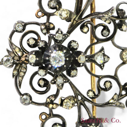 Vintage Diamond and 10k Gold Brooch / Pin