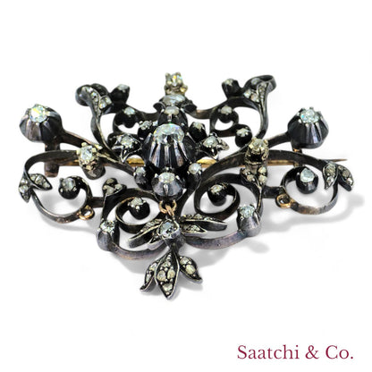 Vintage Diamond and 10k Gold Brooch / Pin