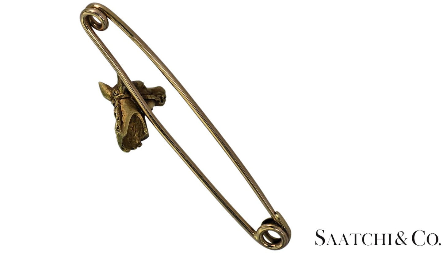 Vintage Horse Pin Brooch - 18K (750) Yellow Gold 7.8 Grams