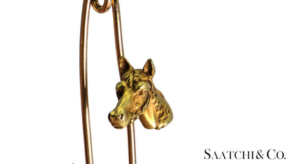 Vintage Horse Pin Brooch - 18K (750) Yellow Gold 7.8 Grams