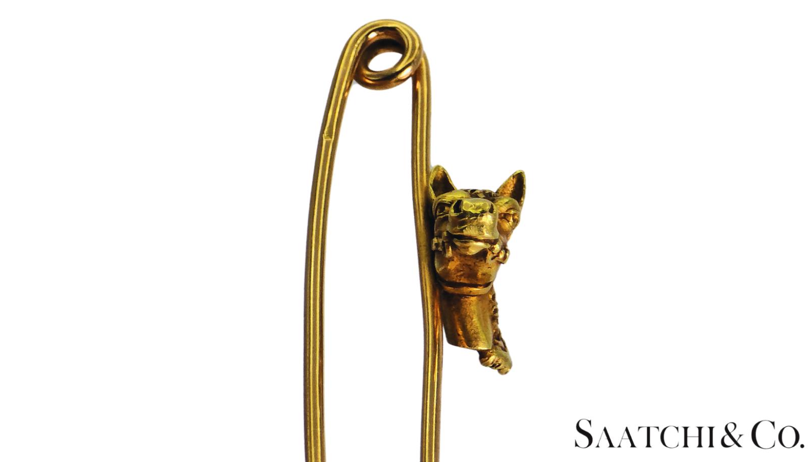 Vintage Horse Pin Brooch - 18K (750) Yellow Gold 7.8 Grams