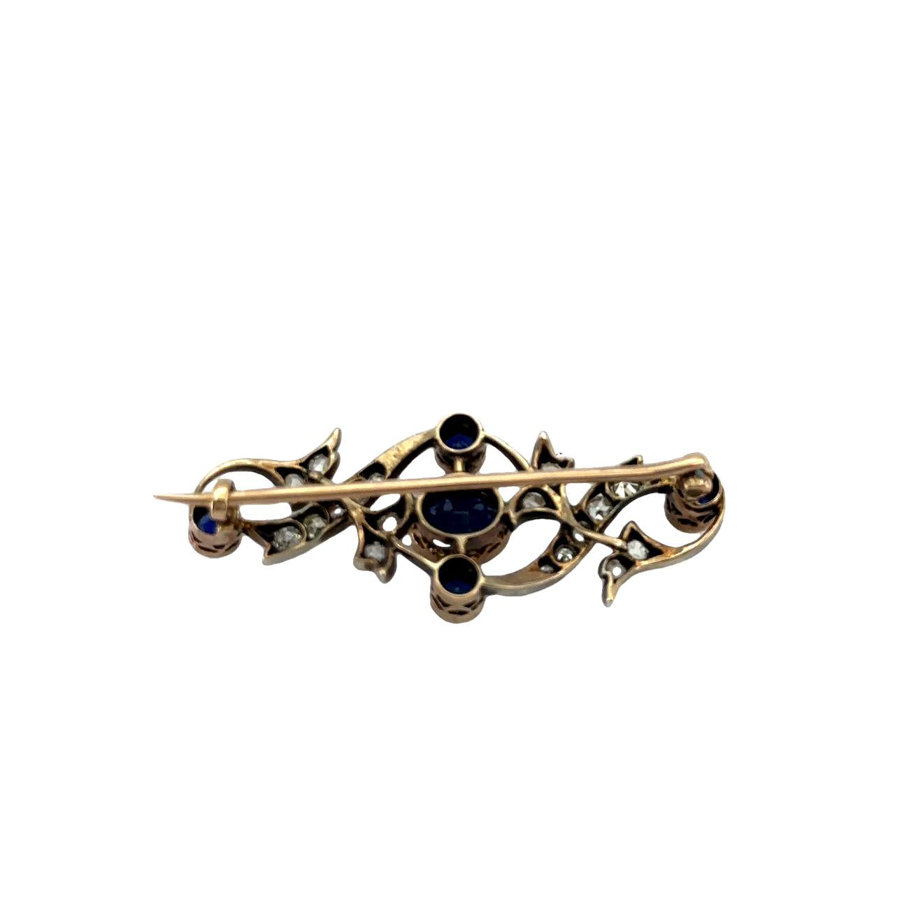 Vintage Natural Sapphire 14K Gold Brooch Pin With Gia Certificate