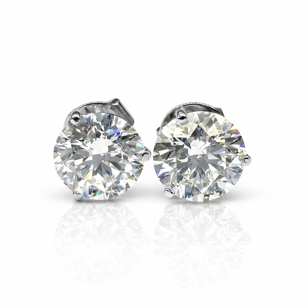 GIA Certified 18K (750) White Gold Natural Diamond Stud Earrings