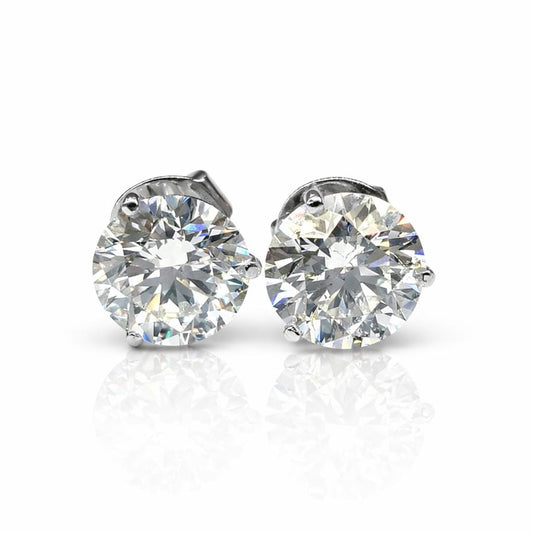 GIA Certified 18K (750) White Gold Natural Diamond Stud Earrings