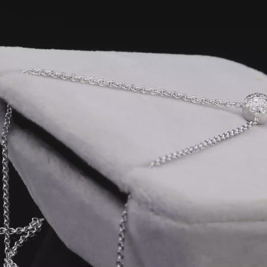 18K(750) White Gold Natural Diamond Pendant Necklace with Chain