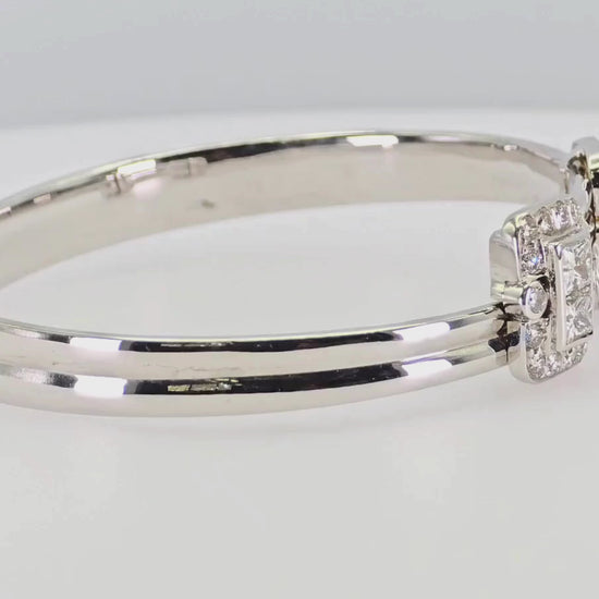 18K (750) White Gold Adjustable Bangle Natural White VVS-VS Diamond