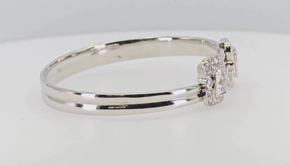 18K (750) White Gold Adjustable Bangle Natural White VVS-VS Diamond