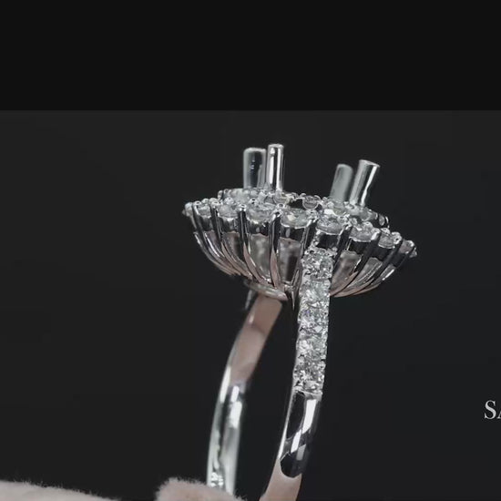 Platinum 950 Natural Brilliant Diamond Mounting Size 6.5