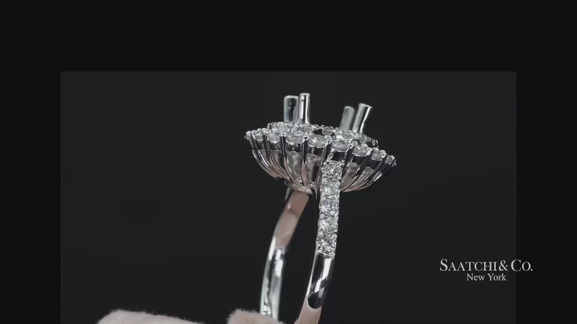 Platinum 950 Natural Brilliant Diamond Mounting Size 6.5