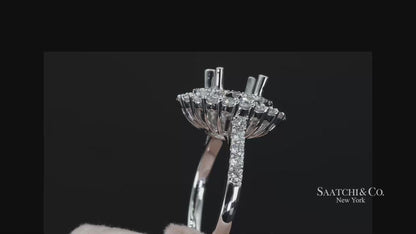 Platinum 950 Natural Brilliant Diamond Mounting Size 6.5