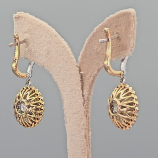 Two Tone Natural Diamond Earring in 18K (750) White & Rose Gold