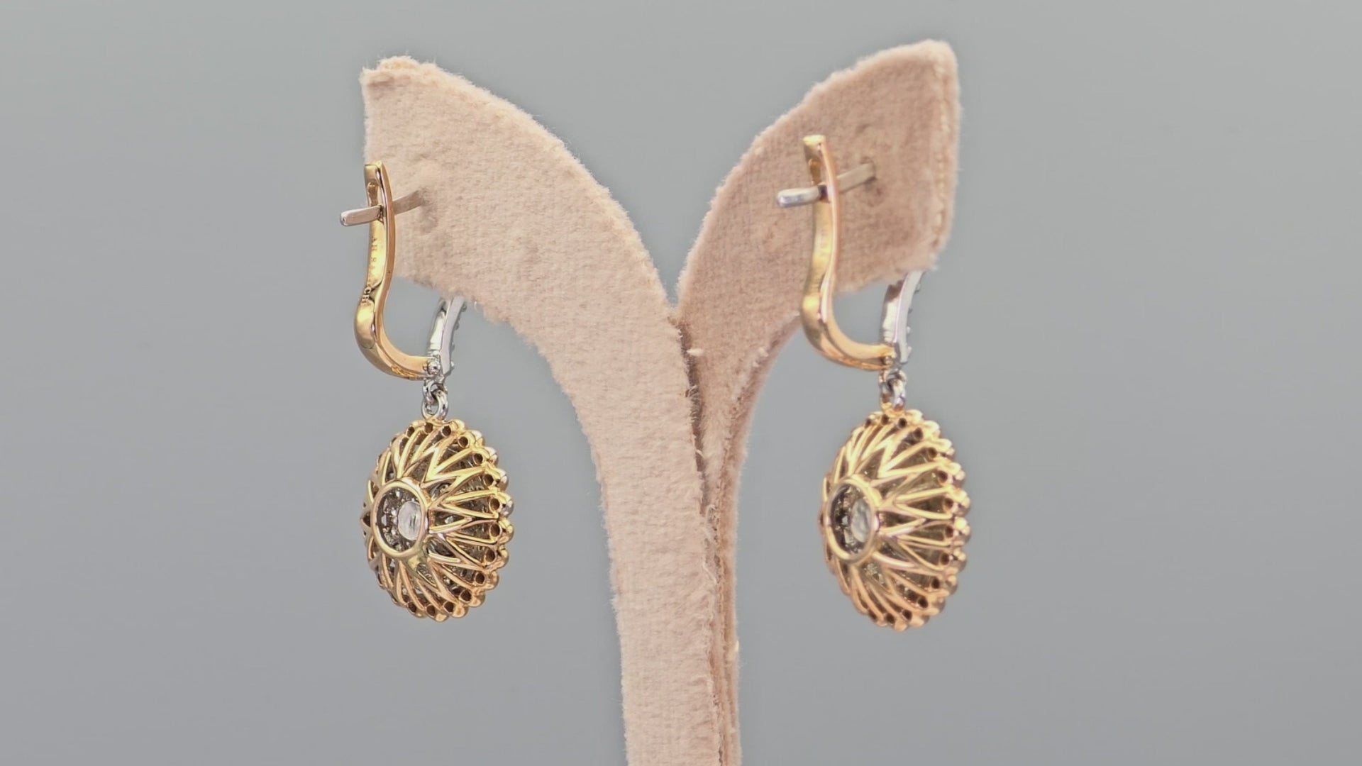 Two Tone Natural Diamond Earring in 18K (750) White & Rose Gold