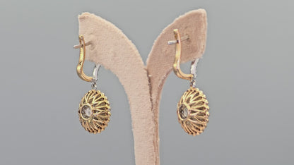 Two Tone Natural Diamond Earring in 18K (750) White & Rose Gold