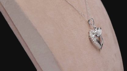 18k (750) White Gold Natural Diamond Heart Shape Pendant With Chain