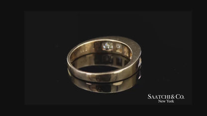 14K(585) Vintage Solid Yellow Gold Natural Baguette Diamond Band Ring