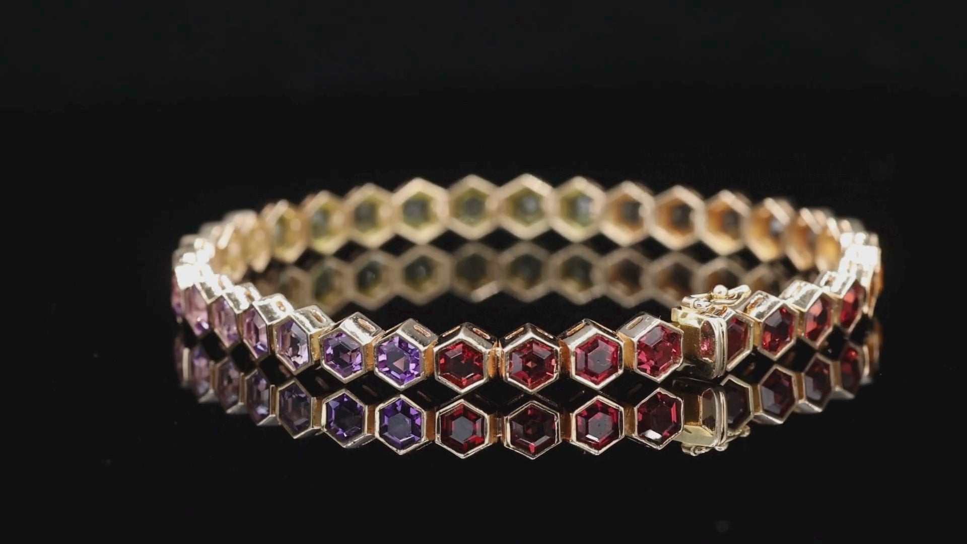 14K (585) Yellow Gold Multi Color Natural Gemstone Bracelet