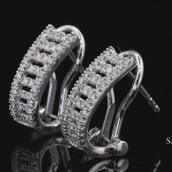 14k (585) White Gold Natural Diamond Omega Back Earrings