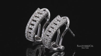 14k (585) White Gold Natural Diamond Omega Back Earrings
