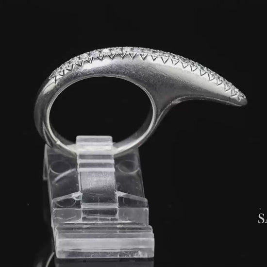 Jovana Djuric Sterling Silver (950) Natural Small Diamond Ridge Slice Ring