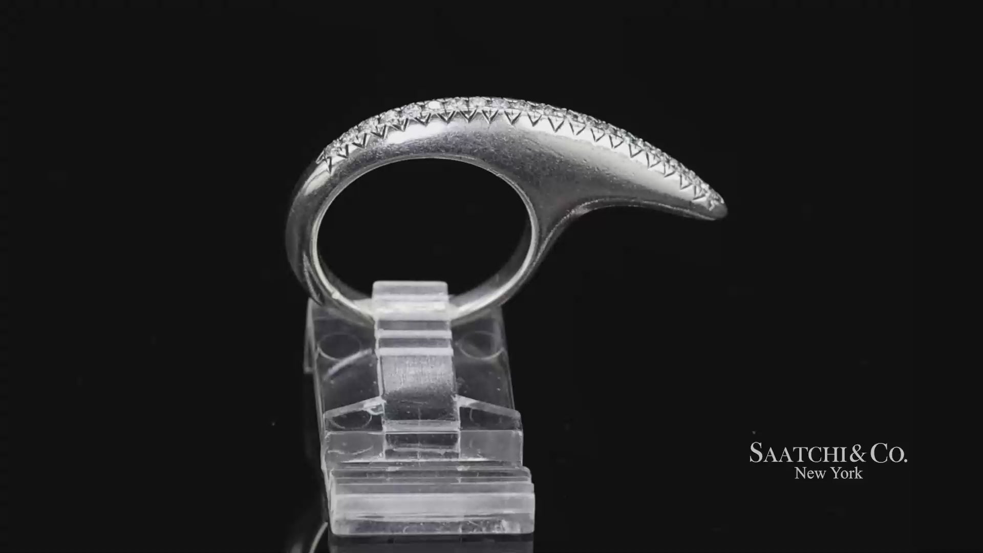 Jovana Djuric Sterling Silver (950) Natural Small Diamond Ridge Slice Ring