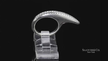 Jovana Djuric Sterling Silver (950) Natural Small Diamond Ridge Slice Ring