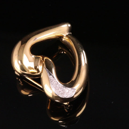 18k (750) White Gold Heart Shape Pin / Brooch