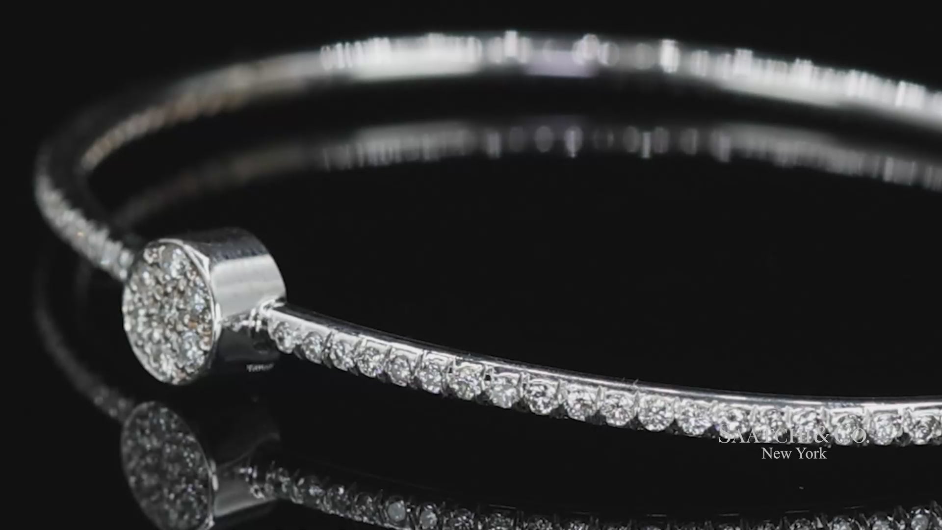 18k Diamond Bangle Bracelet Womens White Gold VS Pave Modern Fine Jewelry