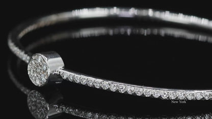 18k Diamond Bangle Bracelet Womens White Gold VS Pave Modern Fine Jewelry